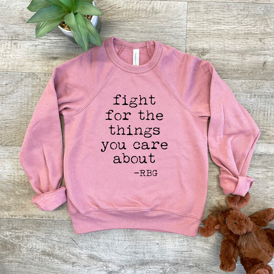 Fight Quote RBG (Ruth Bader Ginsburg) - Kid's Sweatshirt - Heather Gray or Mauve