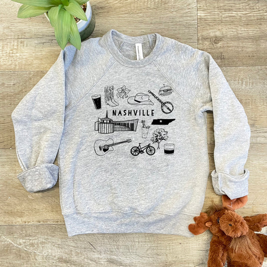 a gray sweatshirt with a picture of nashville on it