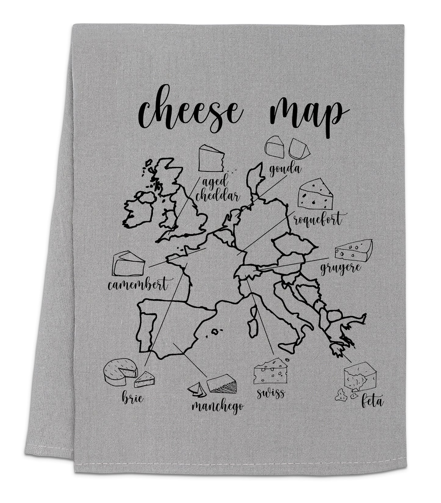 a dish towel with a map of europe on it