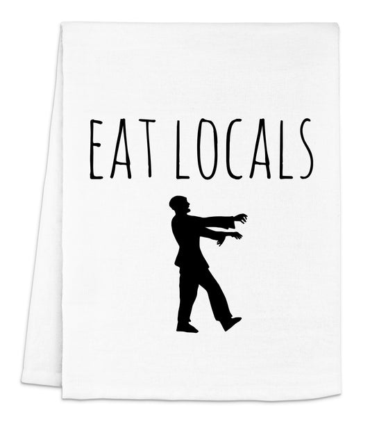 a white dish towel with a silhouette of a man throwing a bowling ball