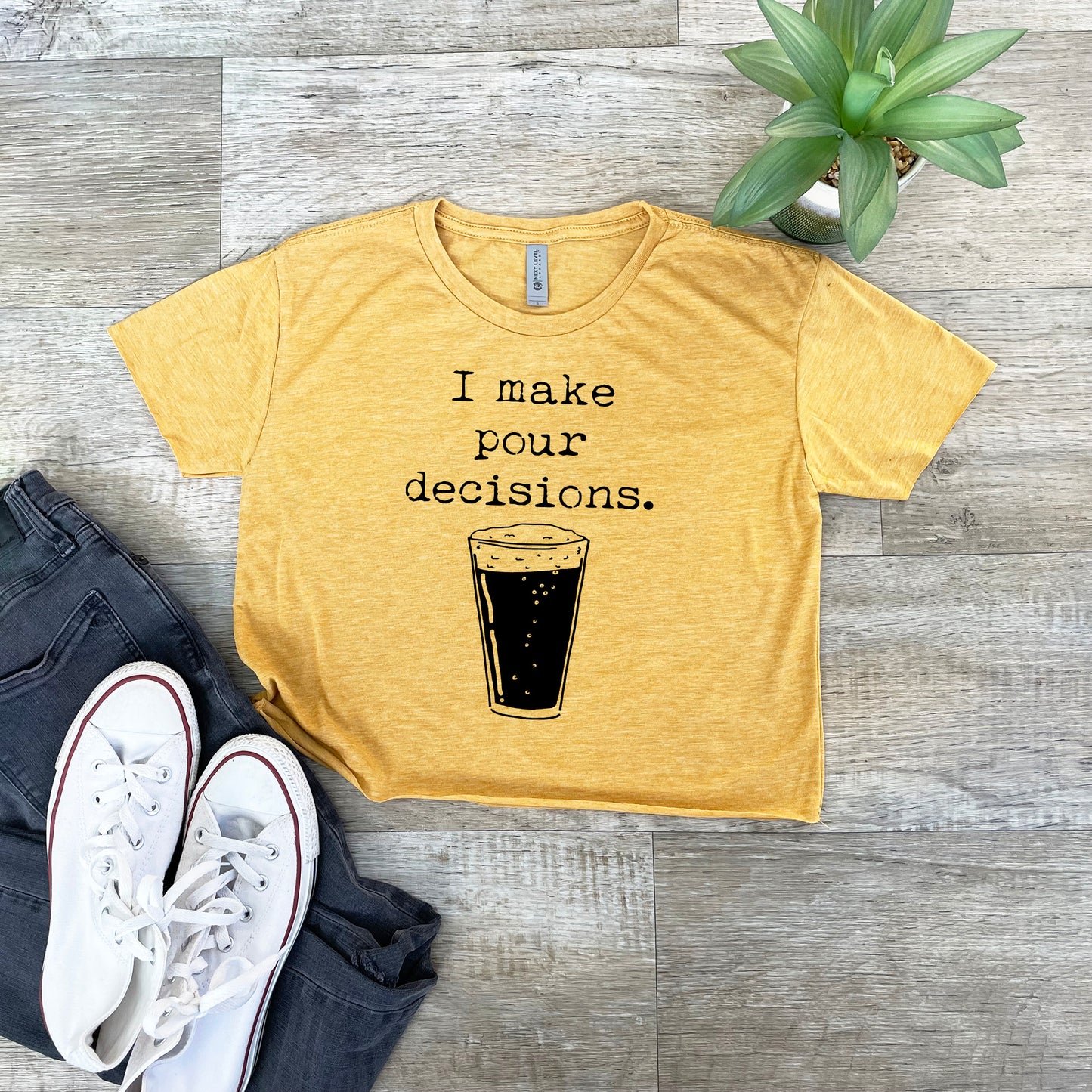 I Make Pour Decisions - Women's Crop Tee - Heather Gray or Gold