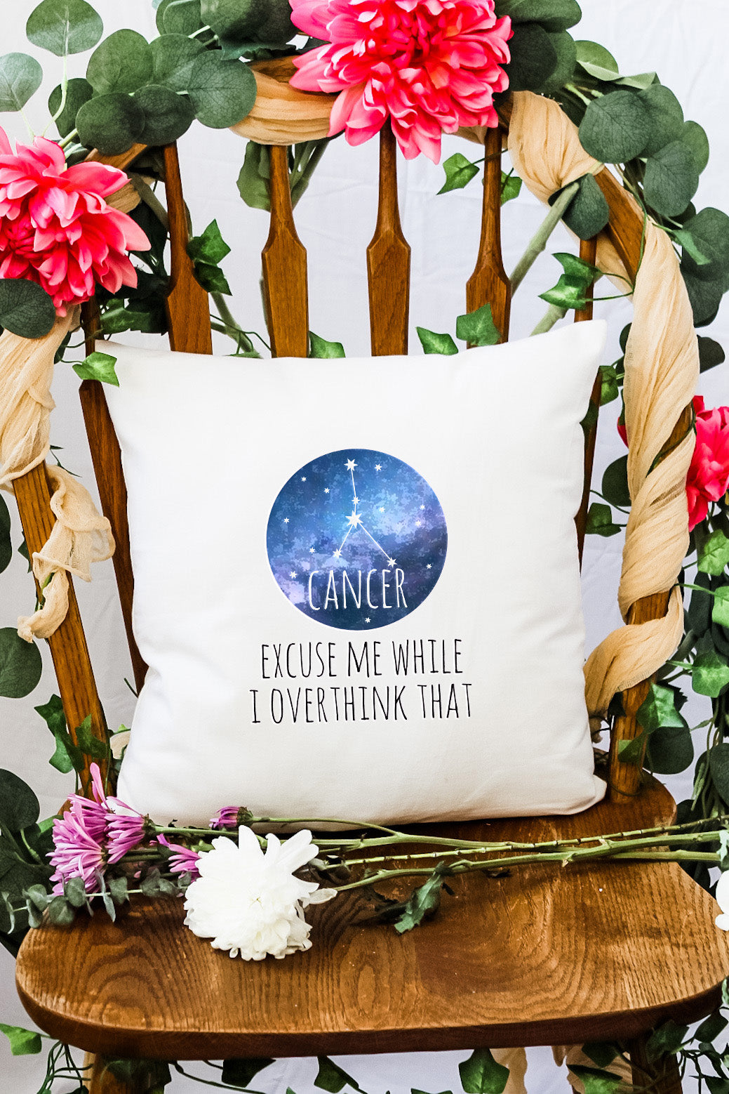 Cancer (Excuse Me While I Overthink That) - Decorative Throw Pillow - MoonlightMakers