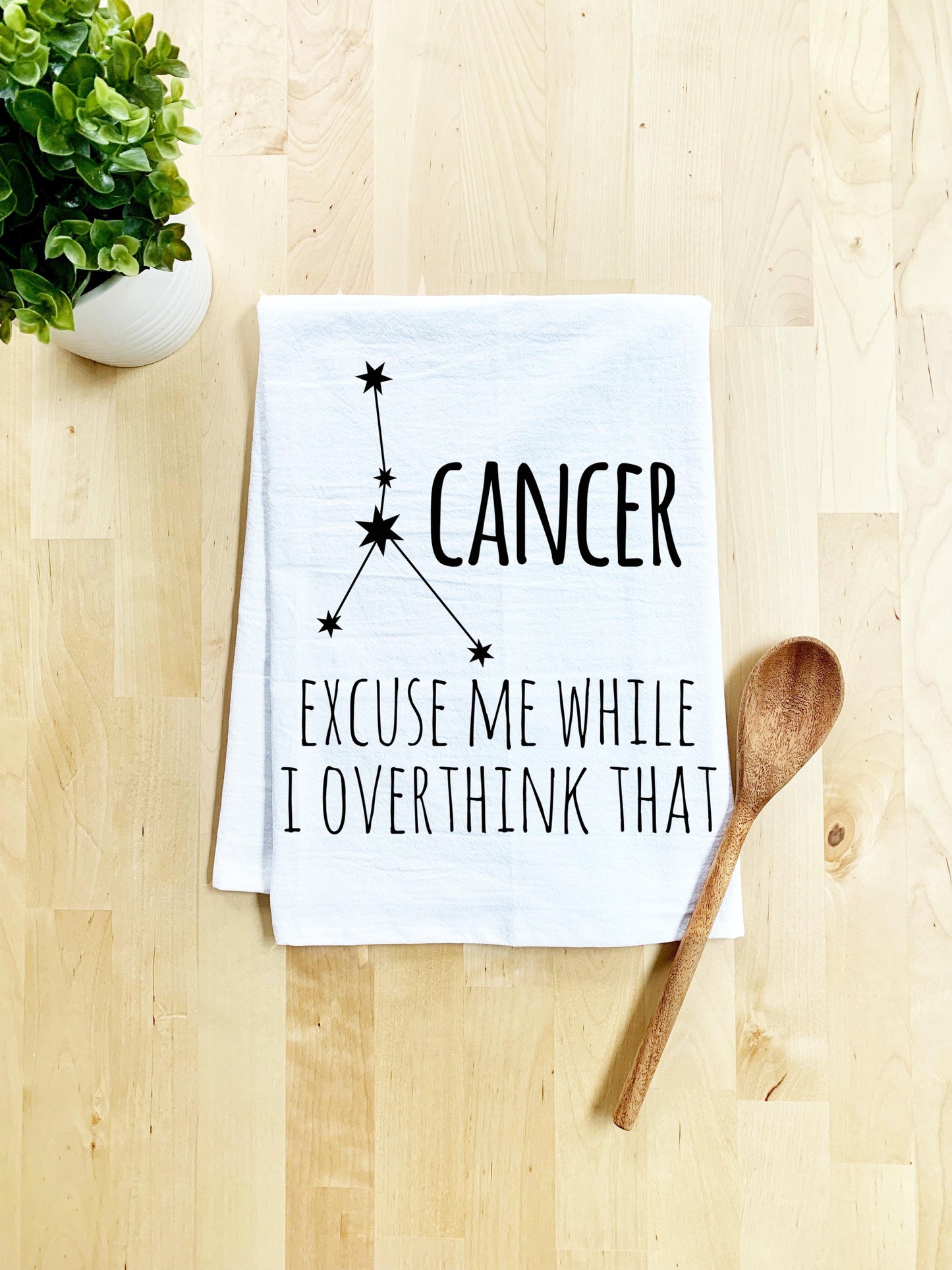 Cancer Zodiac (Excuse Me While I Overthink That) Dish Towel - White Or Gray - MoonlightMakers
