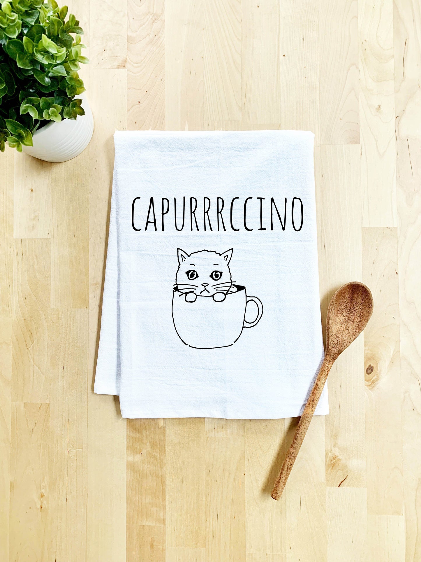 Capurrrccino Dish Towel - White Or Gray - MoonlightMakers