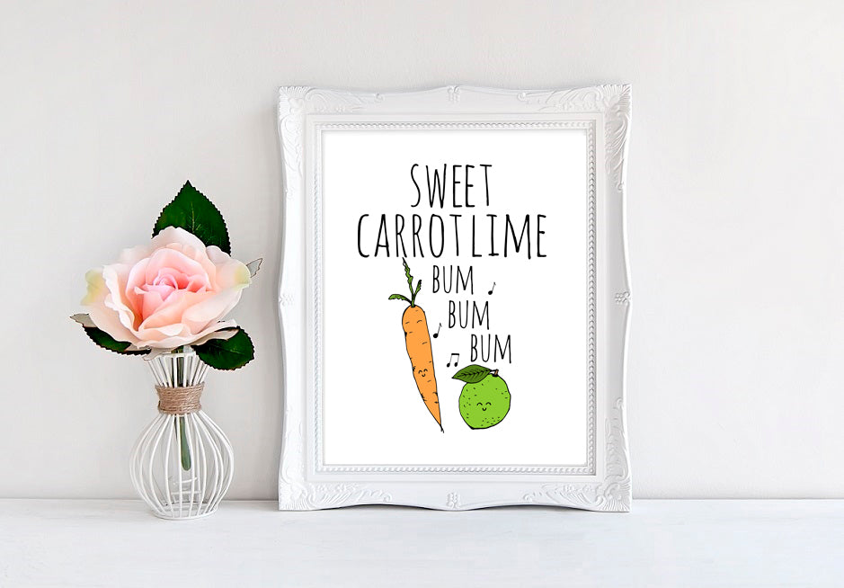 Sweet Carrot Lime Bum Bum Bum - 8"x10" Wall Print - MoonlightMakers