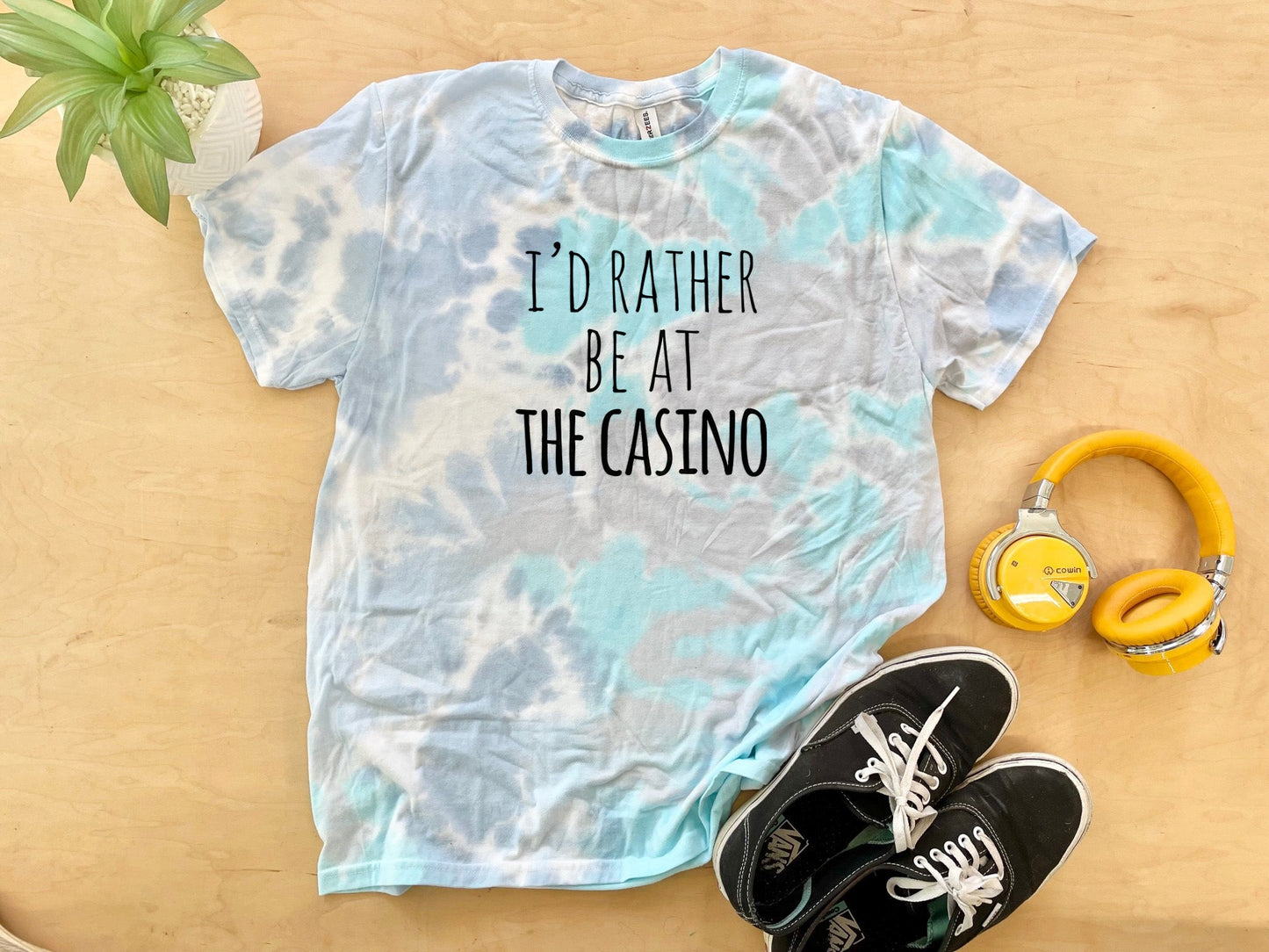 I'd Rather Be At The Casino - Mens/Unisex Tie Dye Tee - Blue