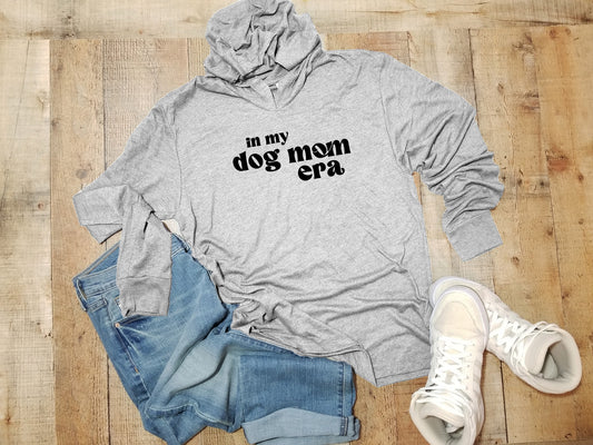 a gray hoodie with a dog mom on it