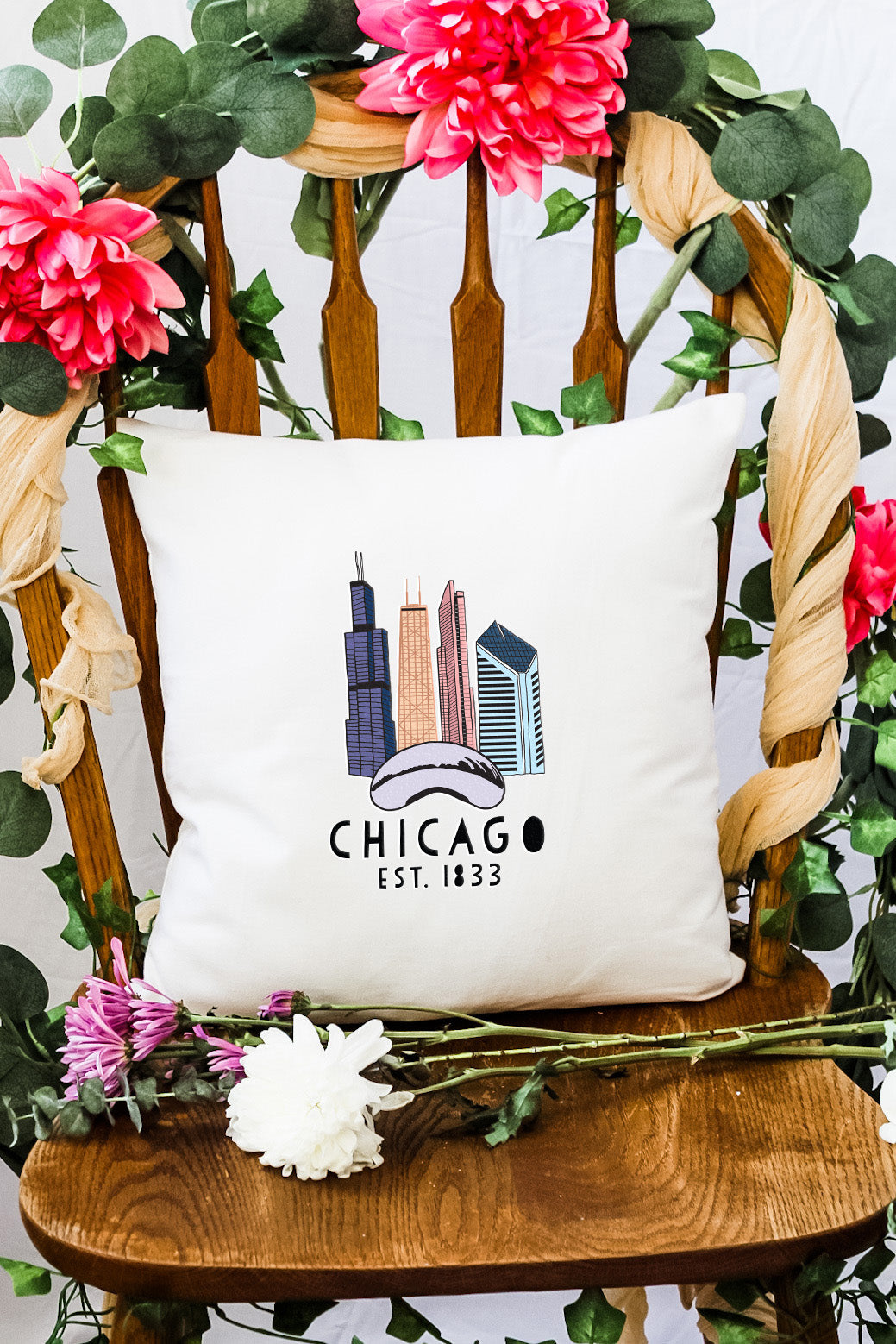 Chicago Skyline - Decorative Throw Pillow - MoonlightMakers