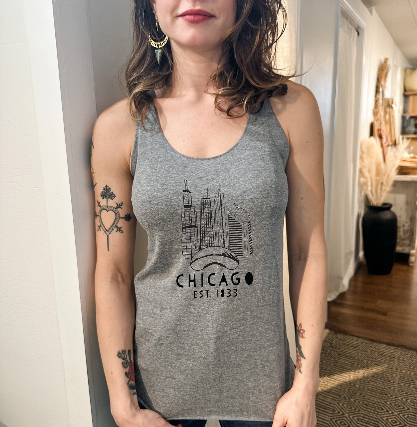 Chicago Skyline - Women's Tank - Heather Gray, Tahiti, or Envy