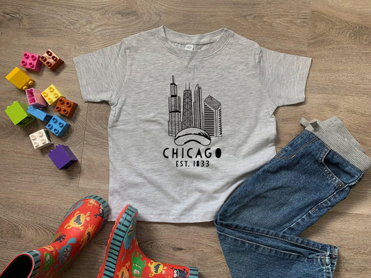 Chicago Skyline - Toddler Tee - Heather Gray