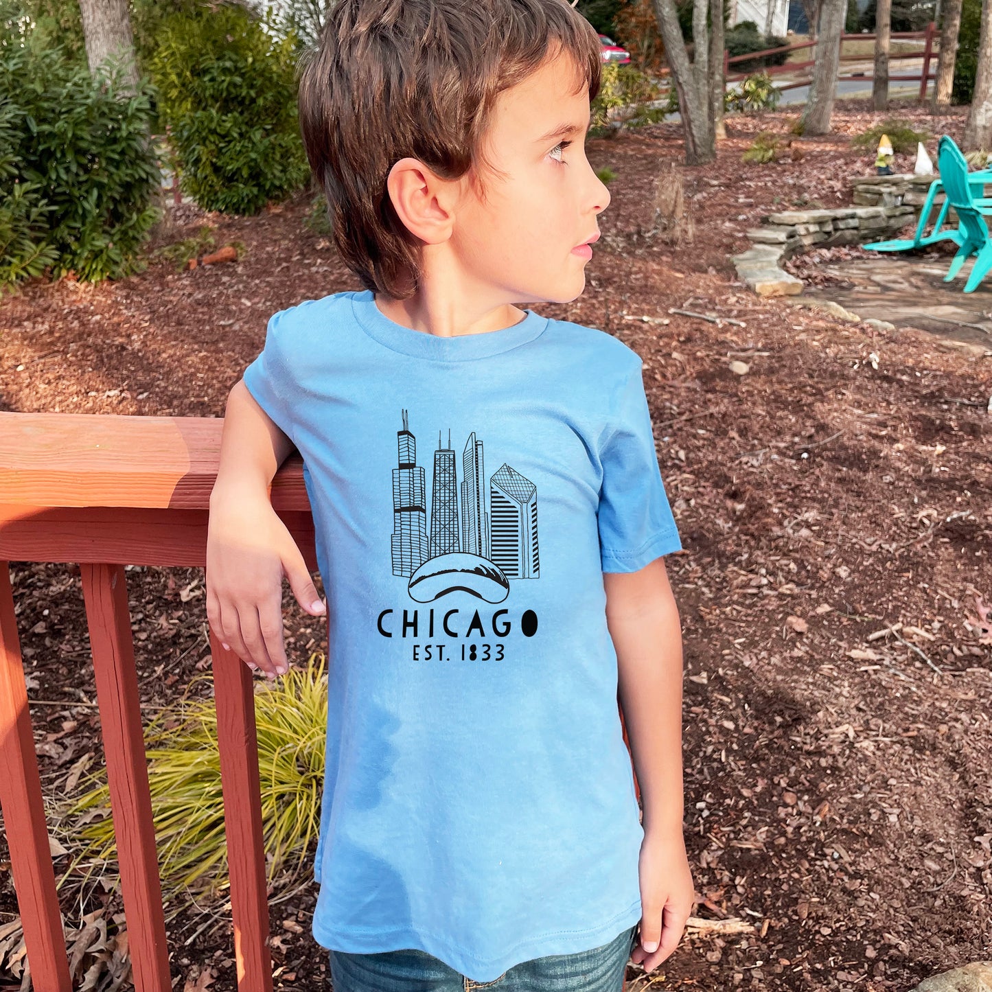 Chicago Skyline - Kid's Tee - Columbia Blue or Lavender