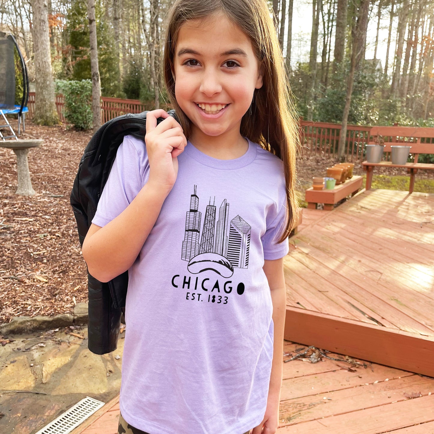 Chicago Skyline - Kid's Tee - Columbia Blue or Lavender