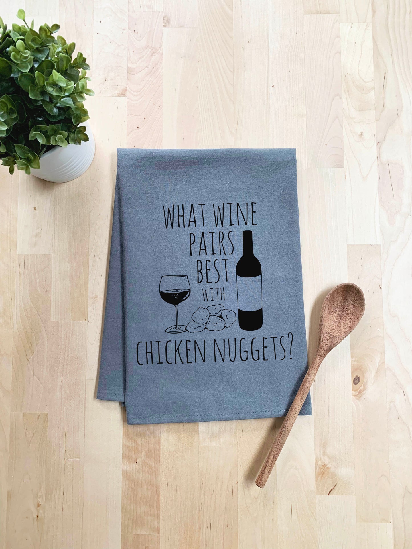 What Wine Pairs Best With Chicken Nuggets Dish Towel - White Or Gray - MoonlightMakers