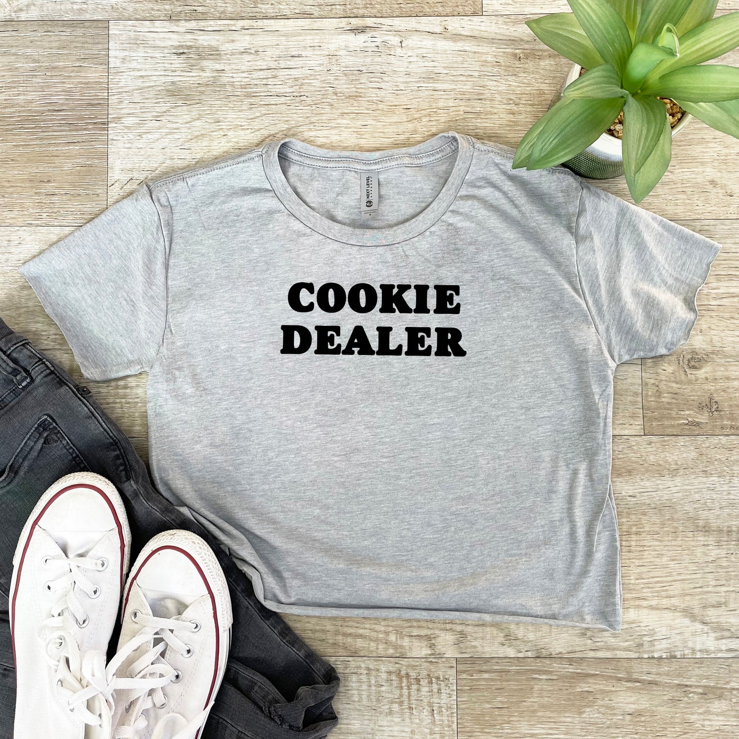 Cookie Dealer (Baking) - Women's Crop Tee - Heather Gray or Gold