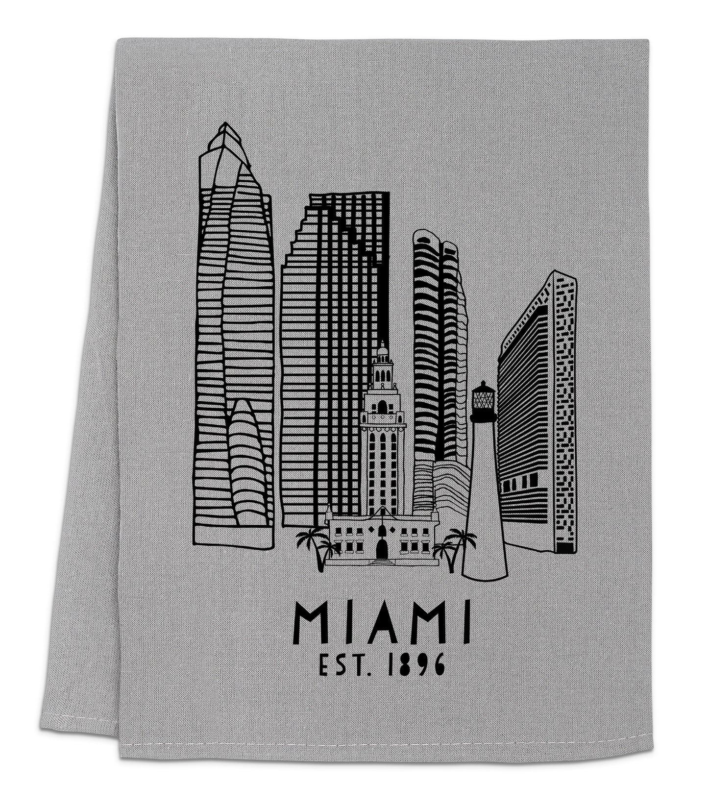 a towel with a picture of the city of miami