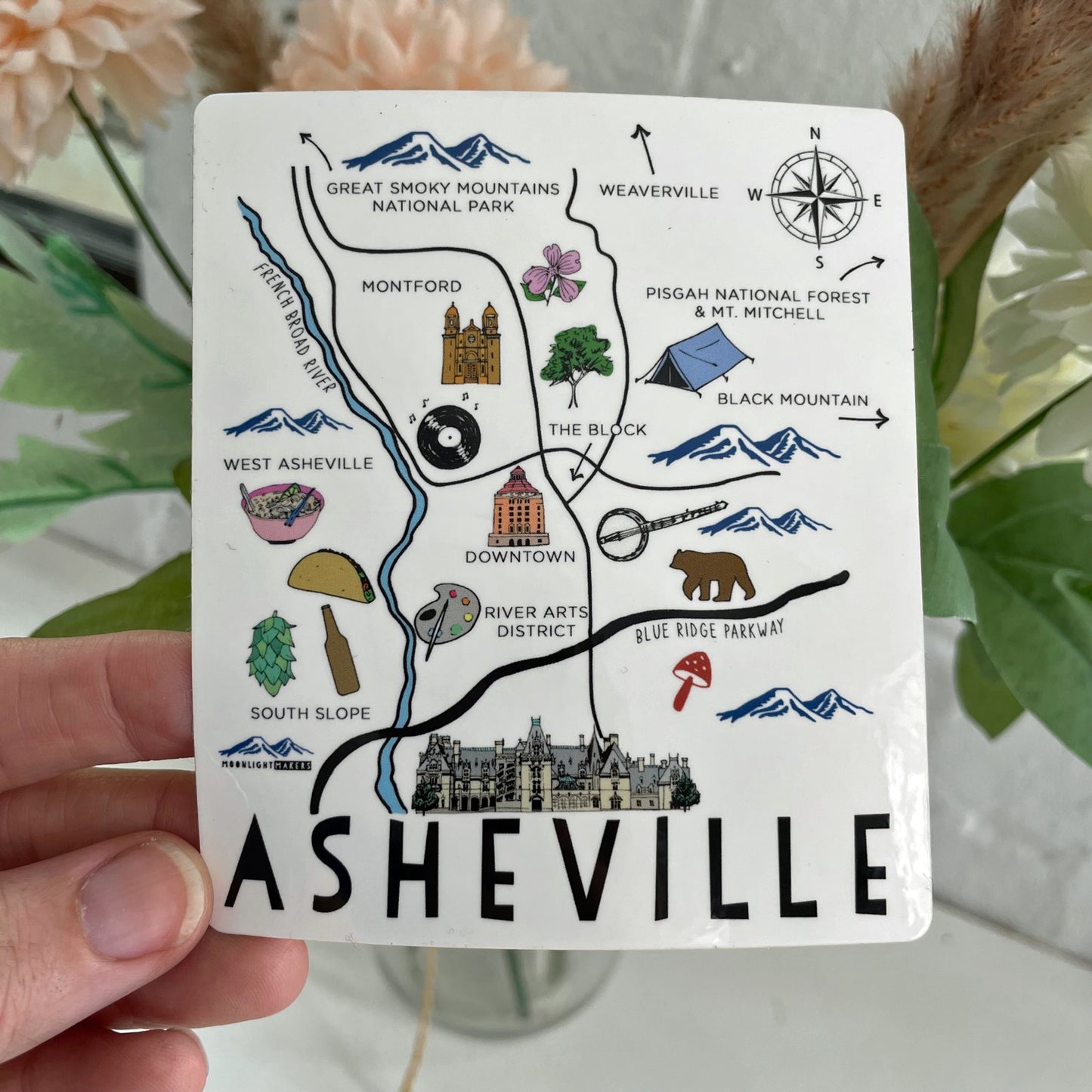 Asheville, NC Map - Die Cut Sticker