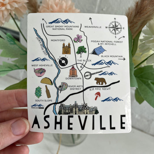 Asheville, NC Map - Die Cut Sticker