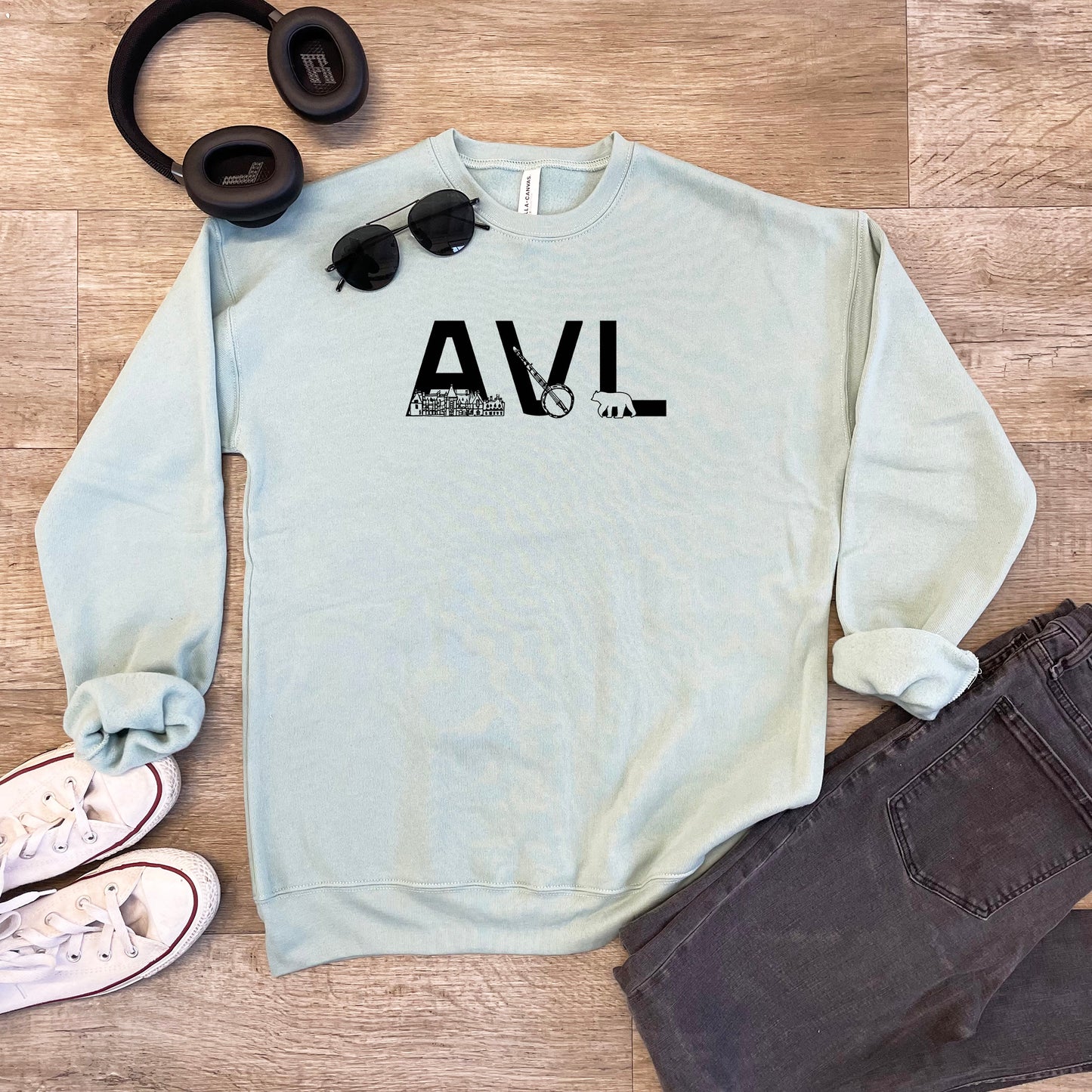 AVL (Asheville) - Unisex Sweatshirt - Heather Gray or Dusty Blue