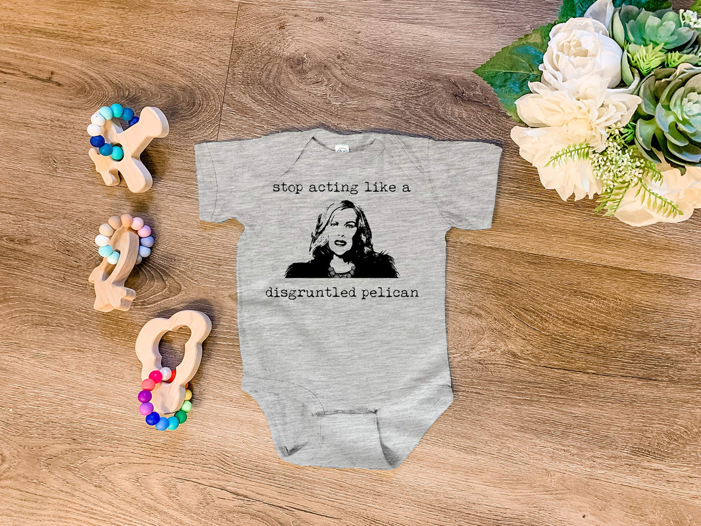 Stop Acting Like A Disgruntled Pelican (Schitt's Creek) - Onesie - Heather Gray, Chill, or Lavender