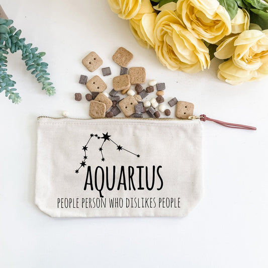 Aquarius (Signs Of The Zodiac) - Canvas Zipper Pouch