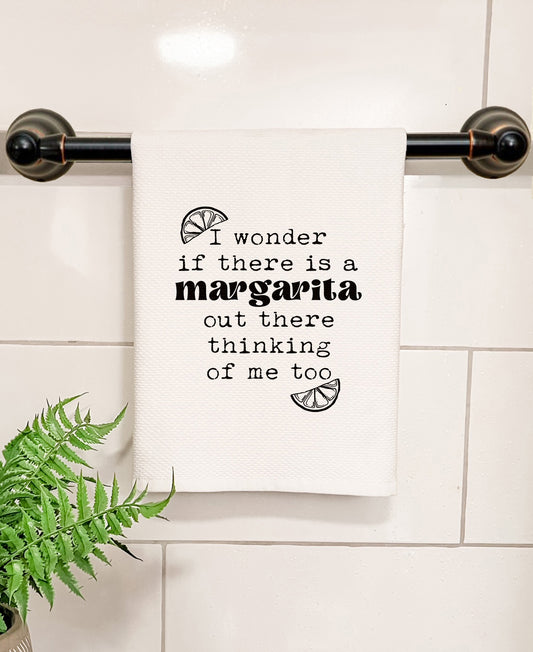 I Wonder If There Is A Margarita Out There Thinking Of Me Too - Kitchen/Bathroom Hand Towel (Waffle Weave)