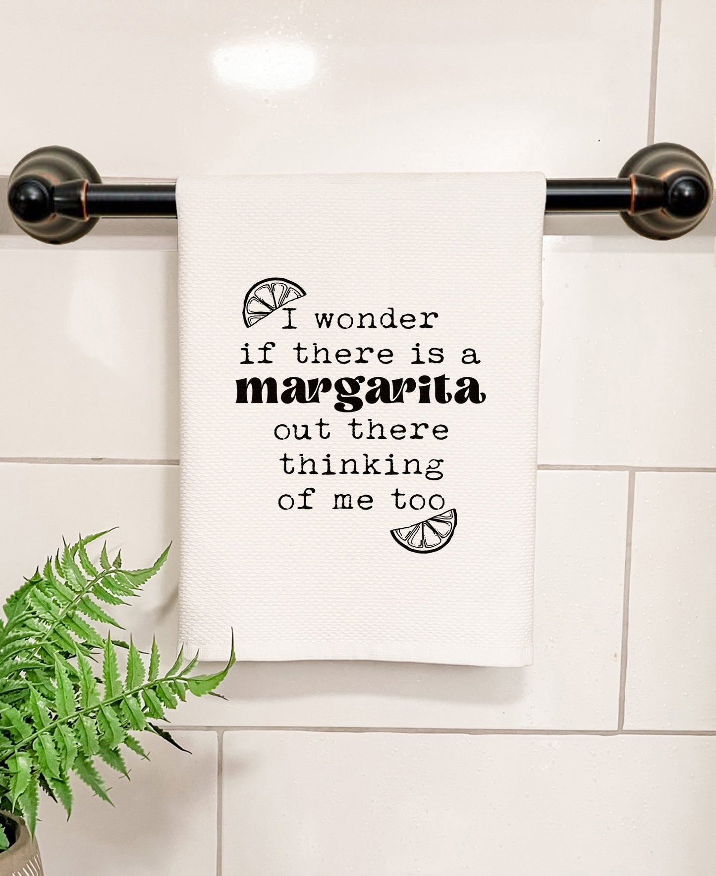 I Wonder If There Is A Margarita Out There Thinking Of Me Too - Kitchen/Bathroom Hand Towel (Waffle Weave)