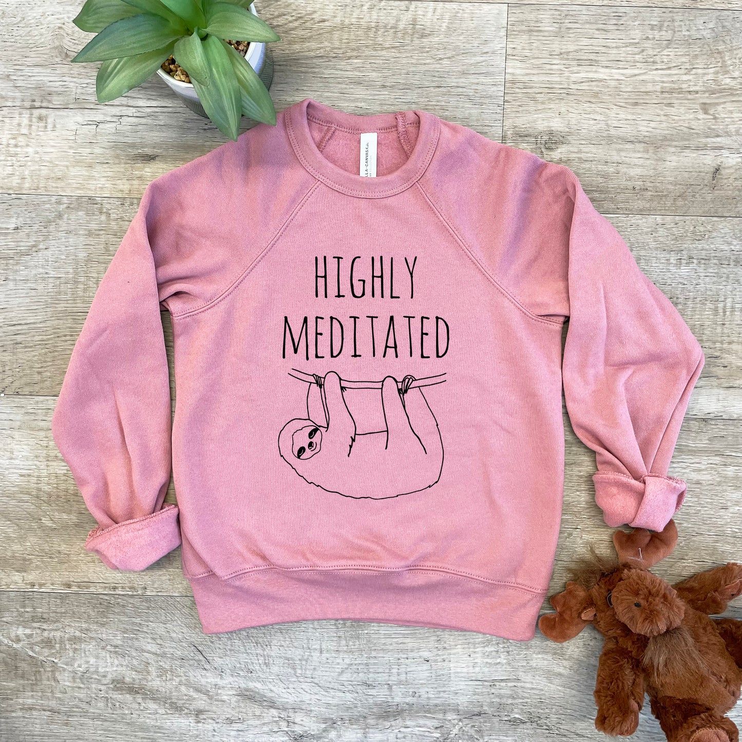 Highly Meditated (Sloth) - Kid's Sweatshirt - Heather Gray or Mauve