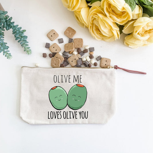 Olive Me Loves Olive You - Canvas Zipper Pouch