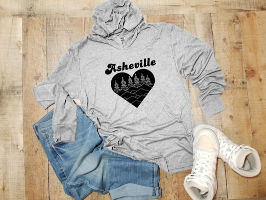 Asheville Heart - Unisex T-Shirt Hoodie - Heather Gray