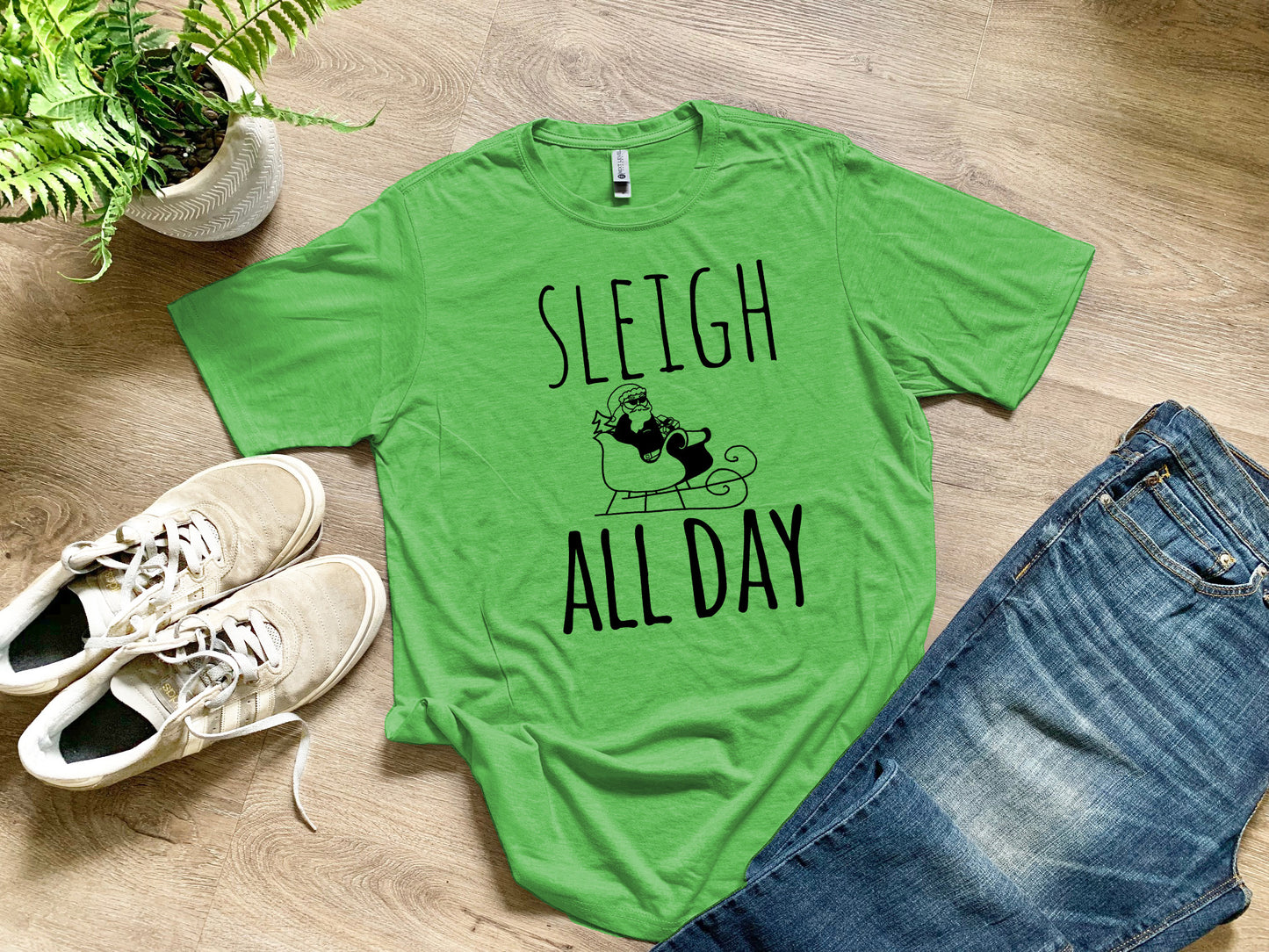Sleigh All Day - Christmas Tee - Men's / Unisex Tee - Envy or Red