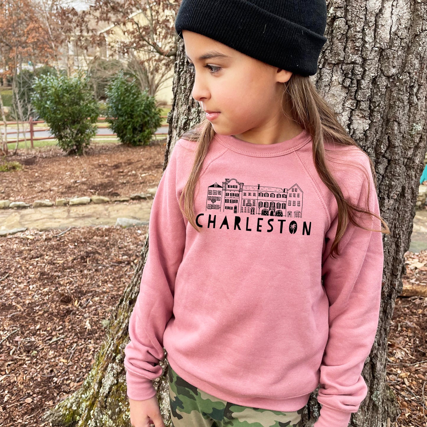 Charleston Rainbow Row - Kid's Sweatshirt - Heather Gray or Mauve