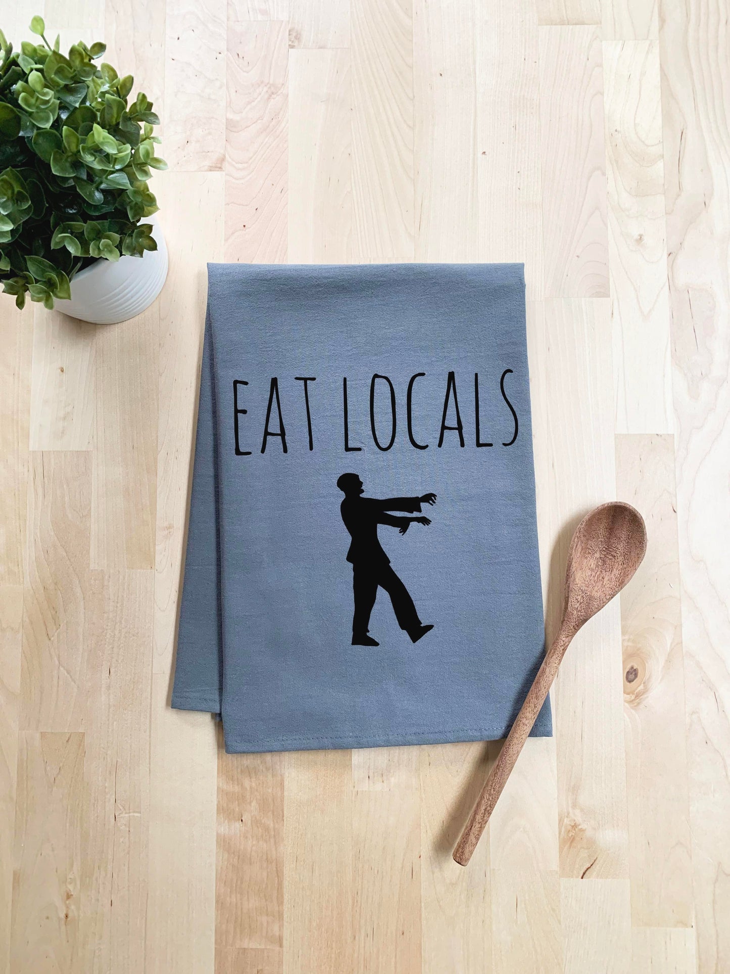Eat Locals Dish Towel - White Or Gray - MoonlightMakers