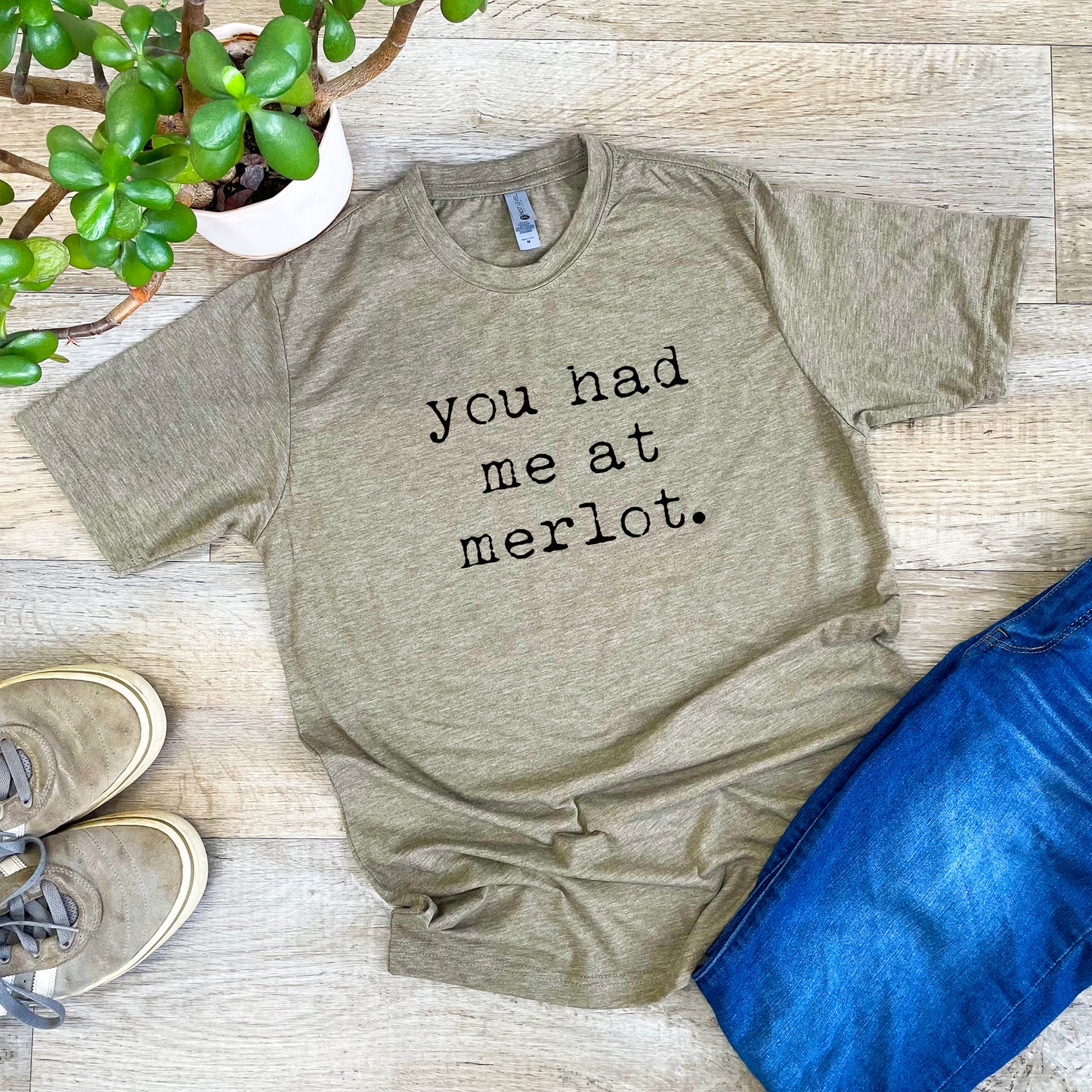 You Had Me At Merlot - Men's / Unisex Tee - Stonewash Blue, Sage, Lavender, or Heather Gray