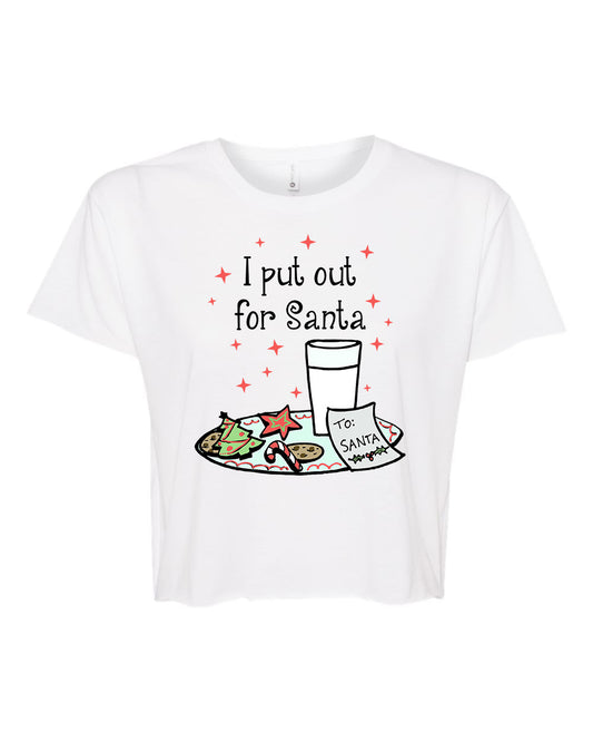 I Put Out For Santa - Women's Crop Tee - White