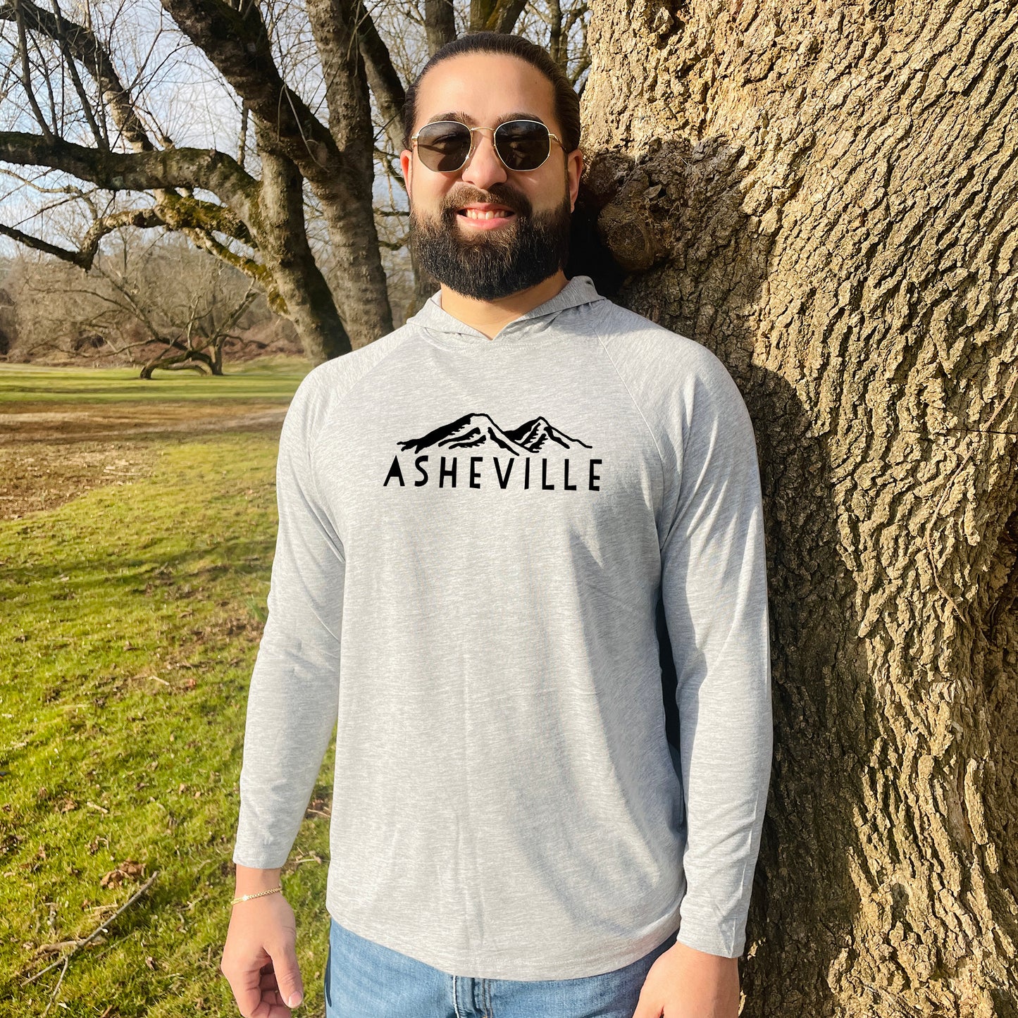 Asheville NC Mountains - Unisex T-Shirt Hoodie - Heather Gray