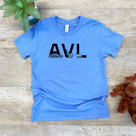 AVL (Asheville) - Kid's Tee - Columbia Blue or Lavender