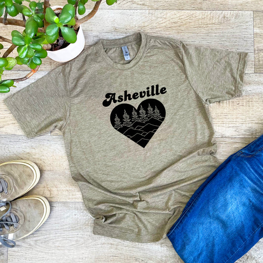Asheville Heart - Men's / Unisex Tee - Stonewash Blue or Sage