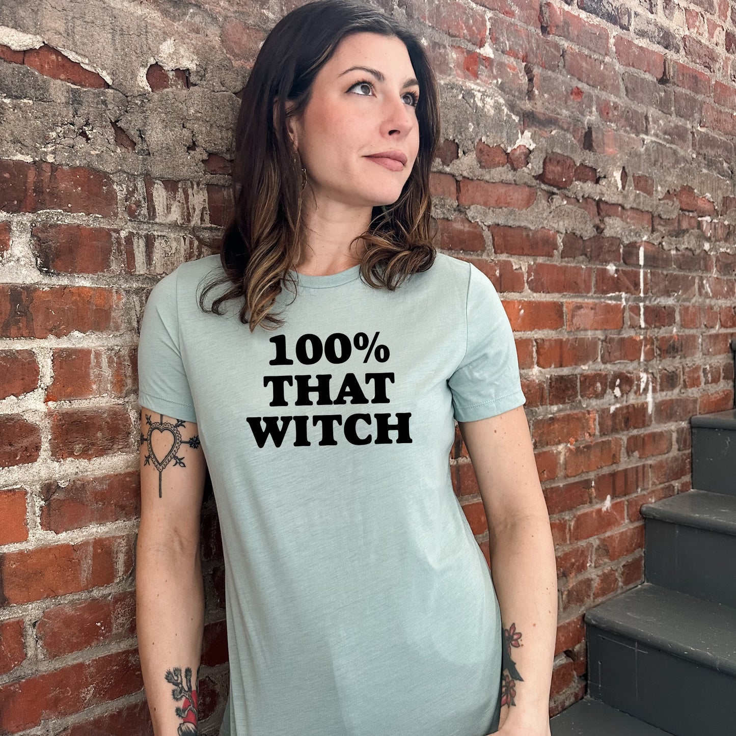 100% That Witch - Women's Crew Tee - Olive or Dusty Blue