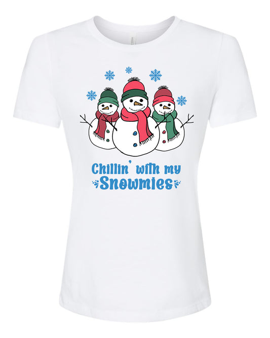 Chillin With My Snowmies - Women's Crew Tee - White