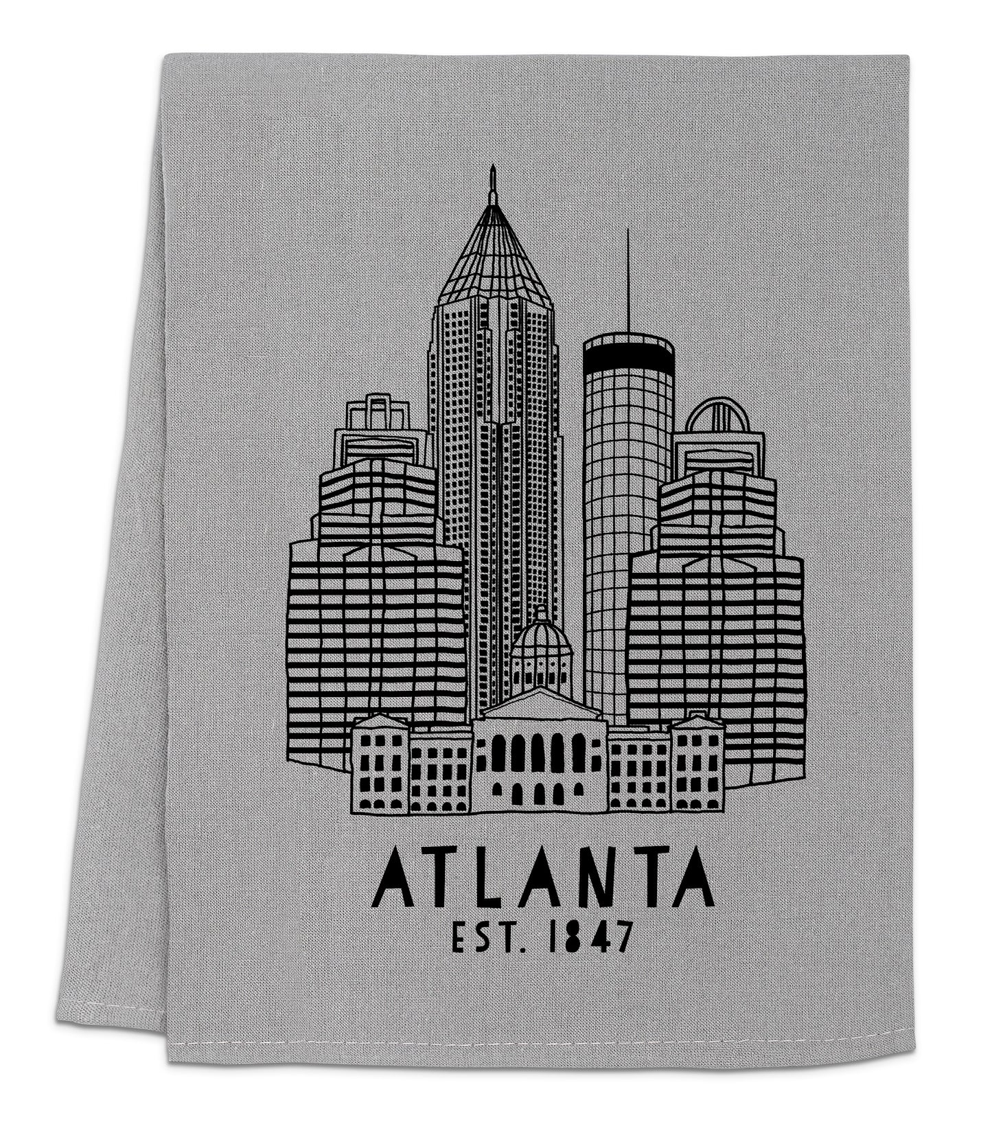 a blanket with the atlanta skyline on it