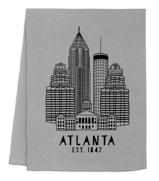 a blanket with the atlanta skyline on it
