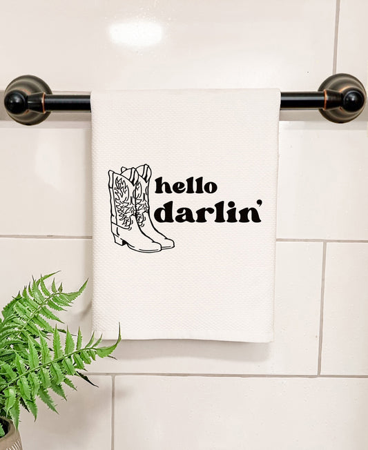 Hello Darlin' - Kitchen/Bathroom Hand Towel (Waffle Weave)