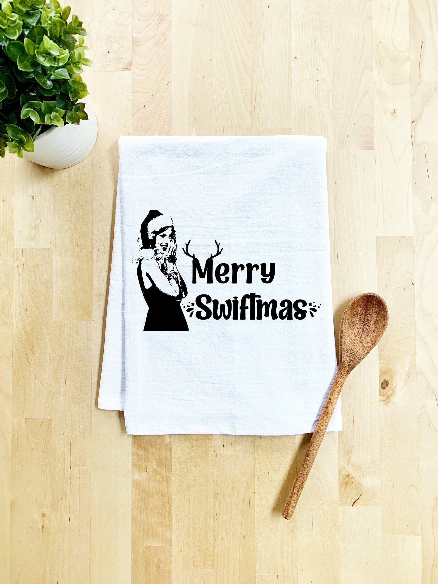 Merry Swiftmas Dish Towel - White Or Gray