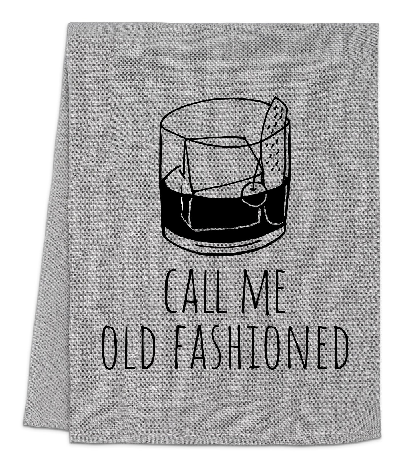 a tea towel with a glass of alcohol on it