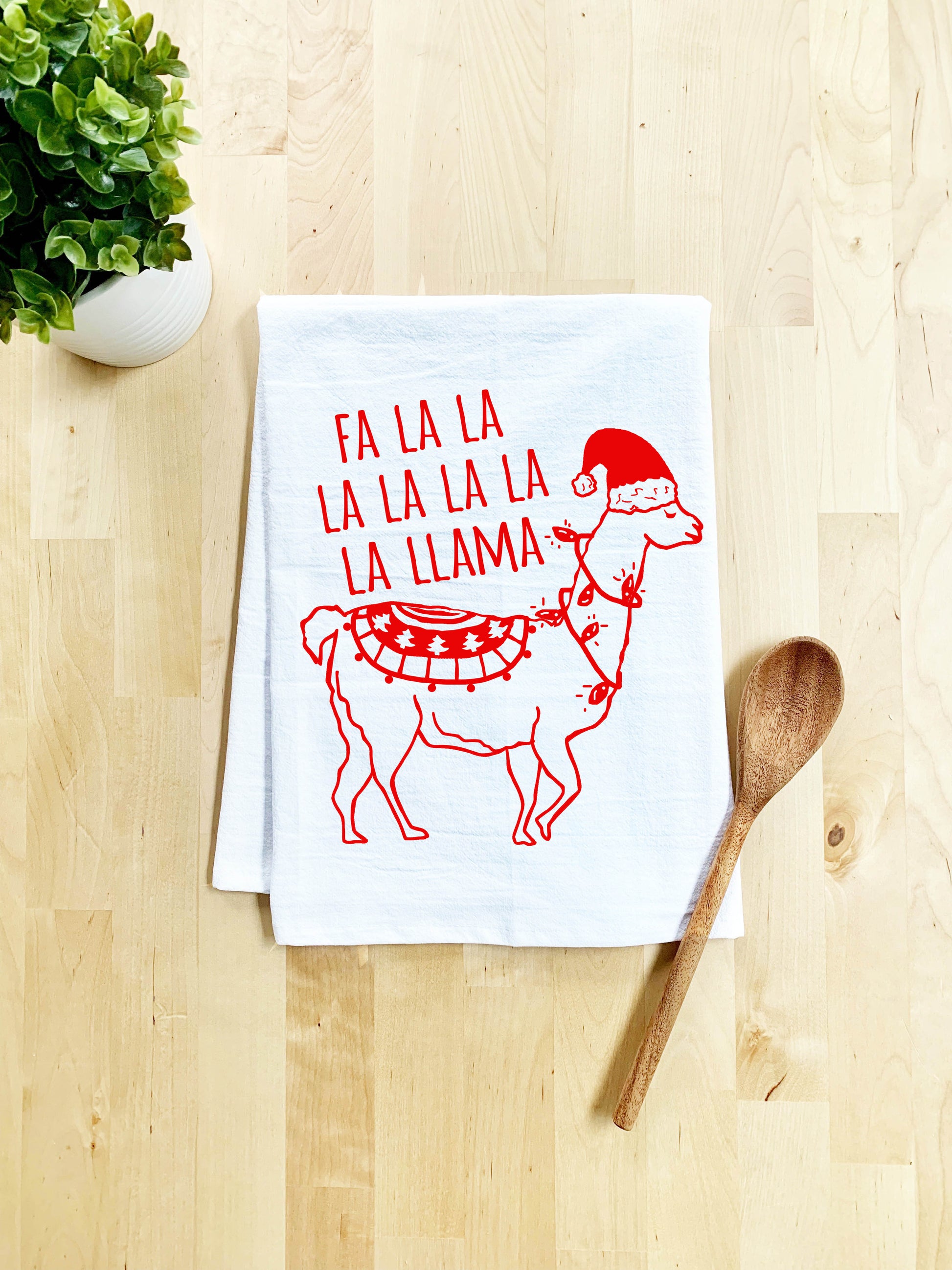 Fa La La La La La La La Llama - Dish Towel White - MoonlightMakers