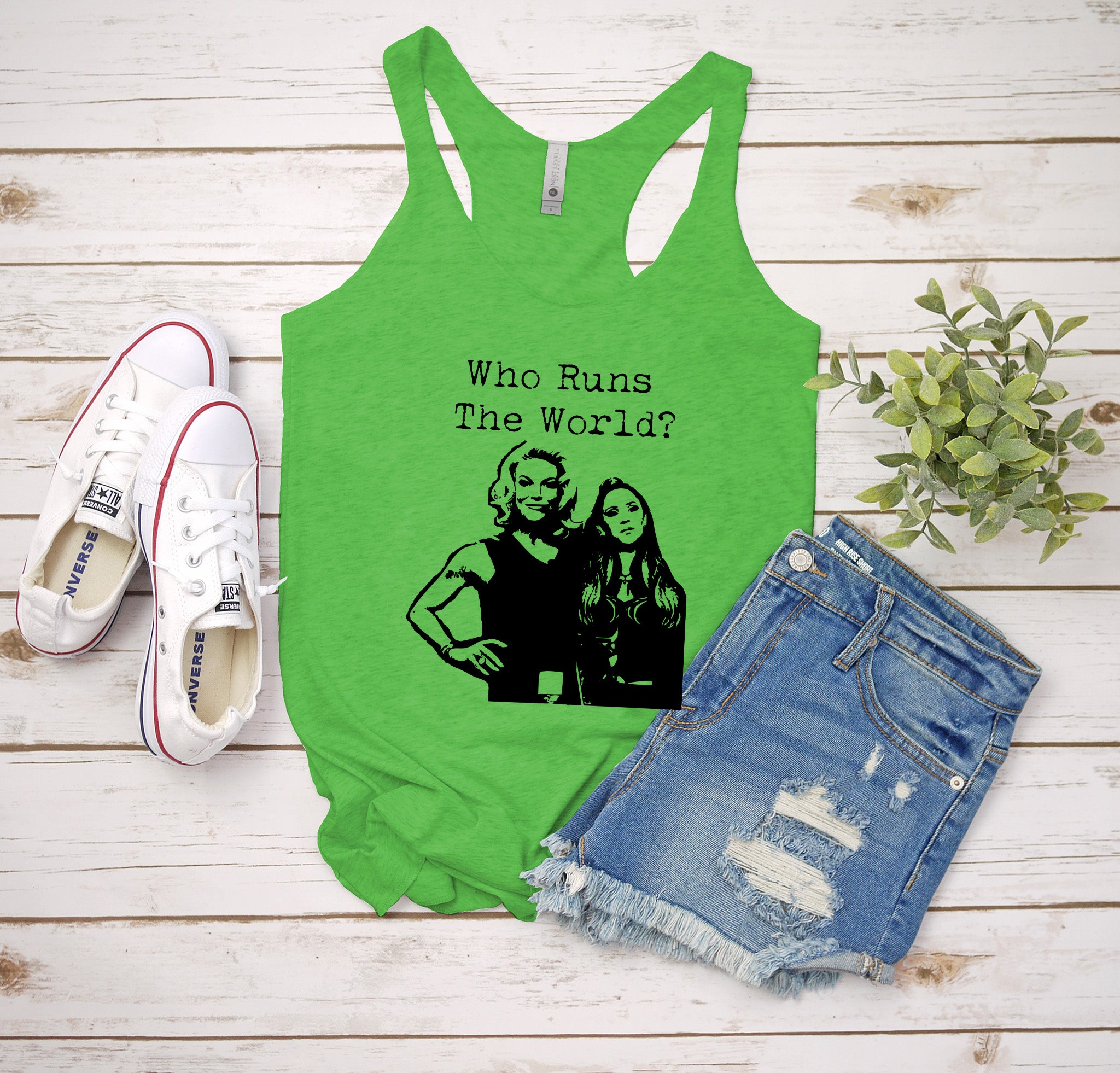 Who Runs The World - Women's Tank - Heather Gray, Envy, or Tahiti