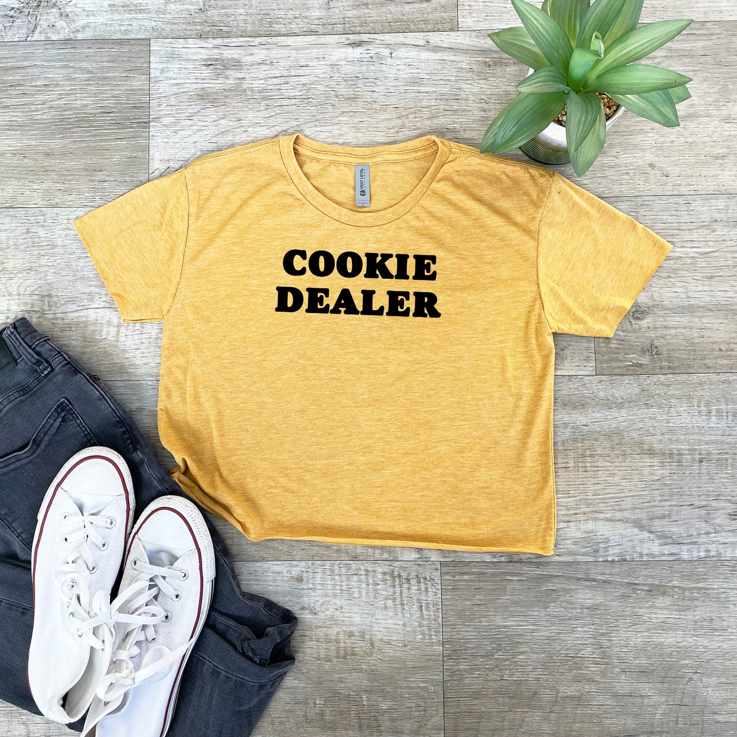 Cookie Dealer (Baking) - Women's Crop Tee - Heather Gray or Gold