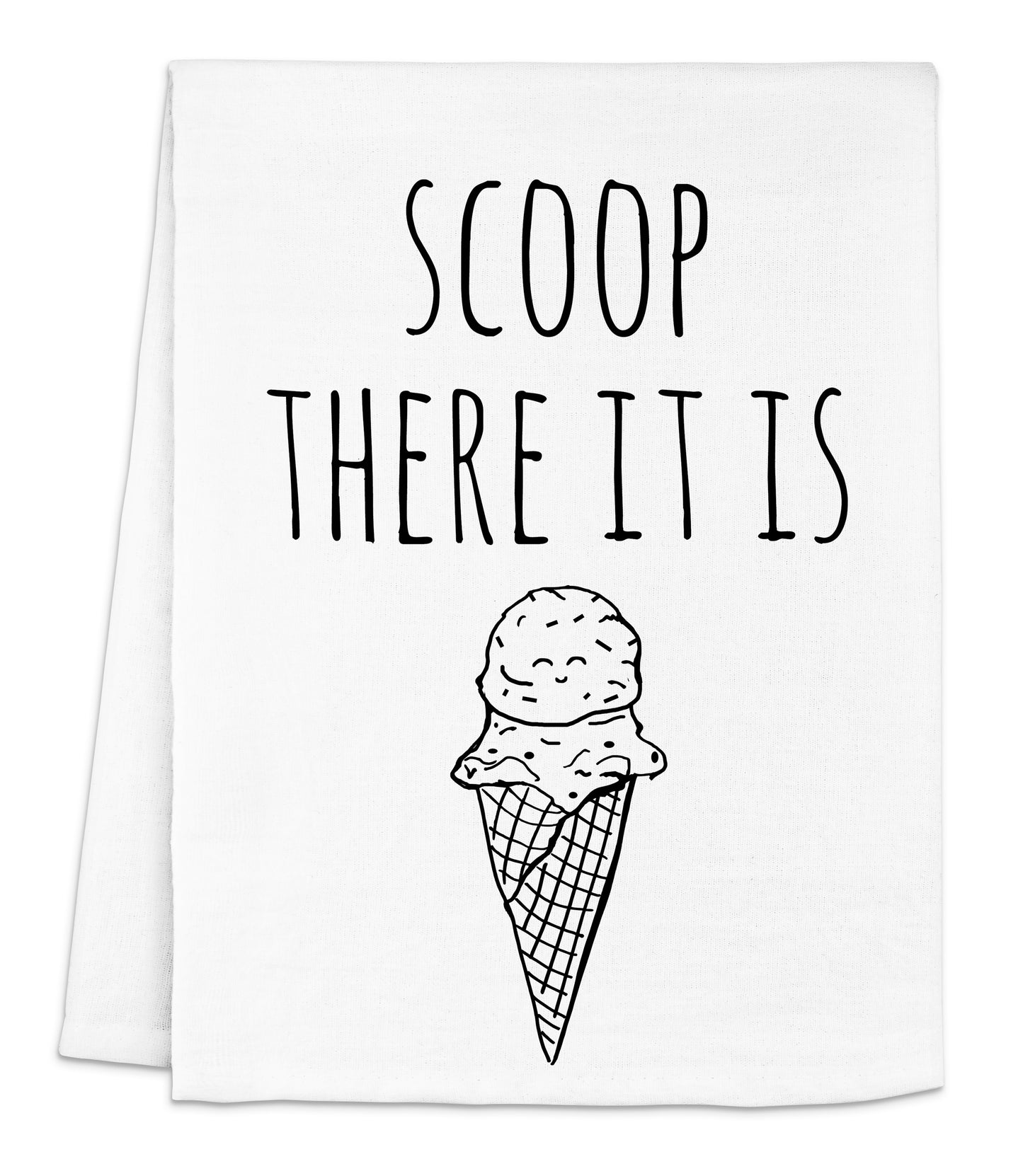 a tea towel with a picture of an ice cream cone