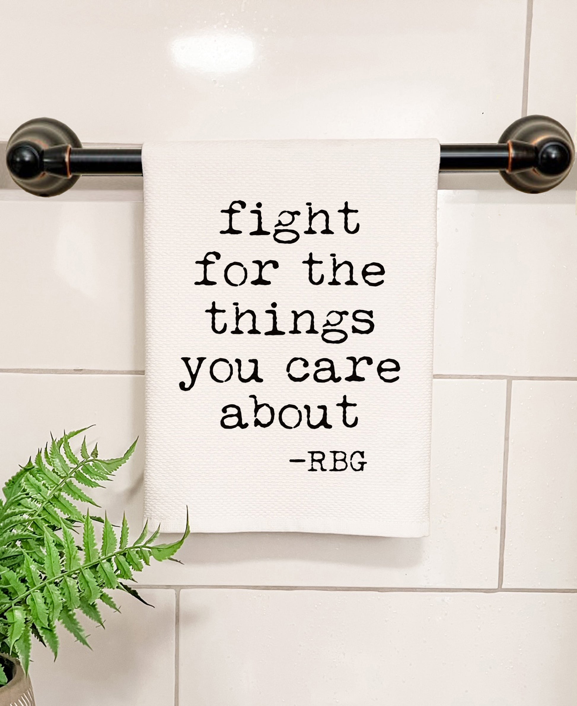 Fight For The Things You Care About (RBG) - Kitchen/Bathroom Hand Towel (Waffle Weave) - MoonlightMakers