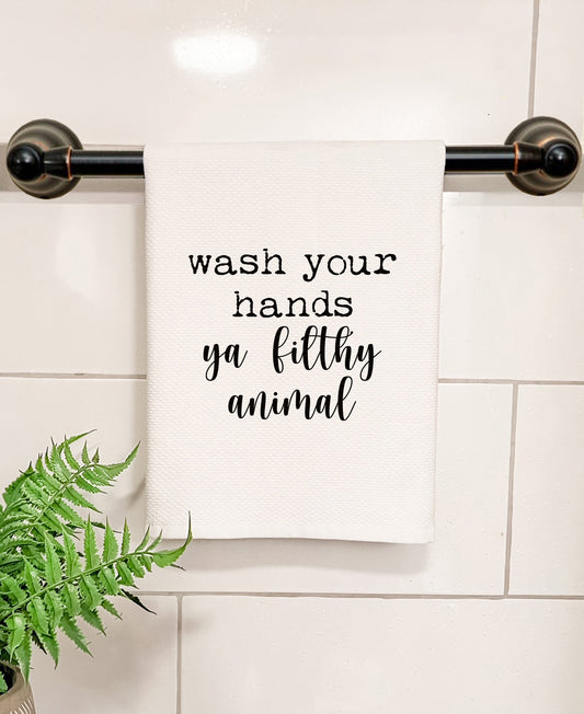 Funny Bathroom Hand Towels/funny Bathroom Towels/wash Your Hands/ya Filthy  Animal/bathroom Towels/housewarming Gift/guest Towels 
